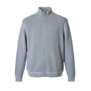 Calvin Klein Men's XL Full Zip Sweater Cardigan Ribbed Knit Gray Cotton Pockets